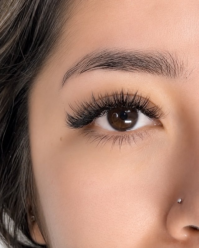 Volume lash extensions on a client at Envi Lashes, Temecula CA